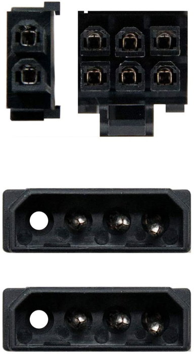 Aisens Cable de Alimentación Tarjeta Gráfica 2x Molex 4 pin a PCI-E 6+2 pin Negro 20 cm